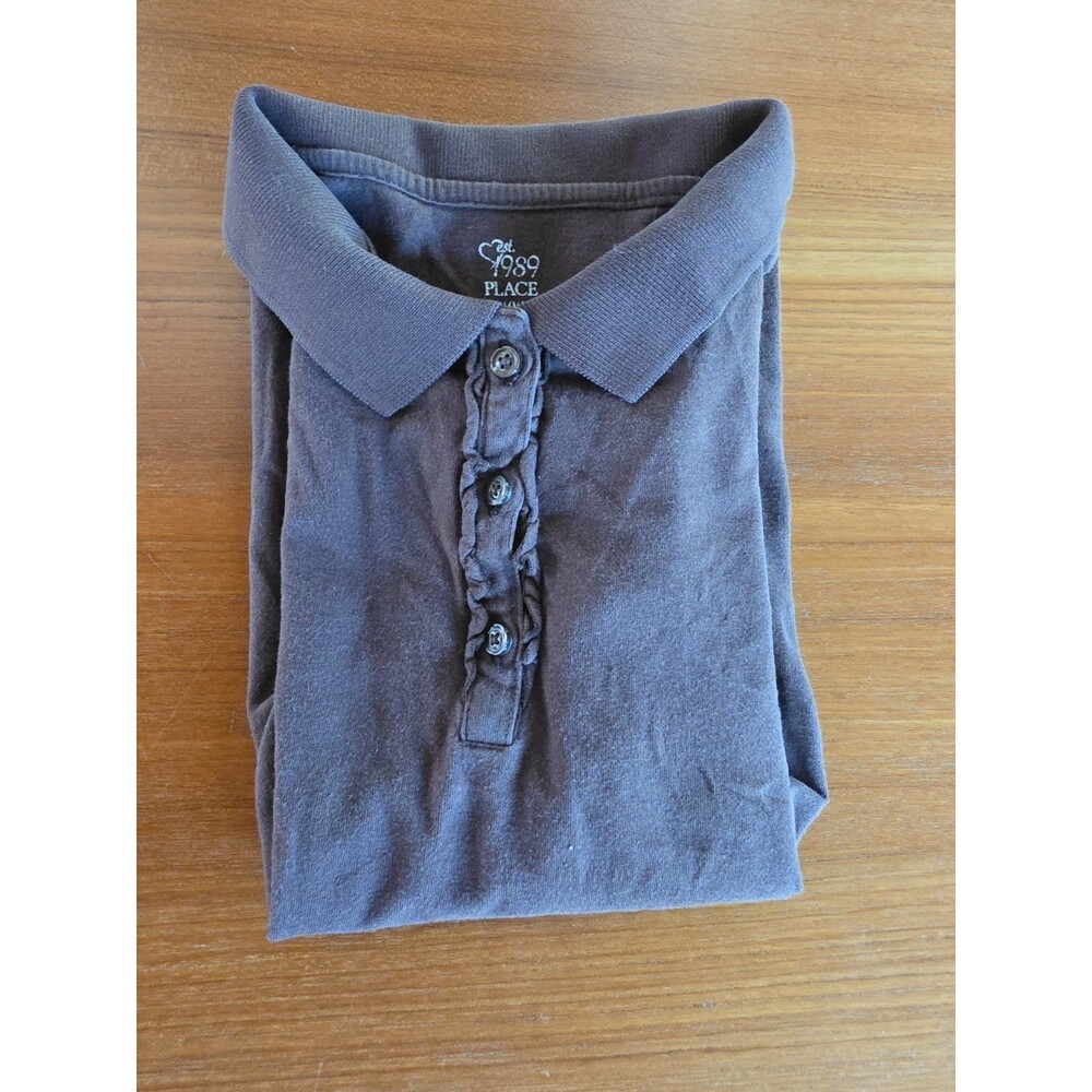 Children's Place Est. 1989 Girl's Brown Short Sleeve Polo Shirt Size L (10/12)
